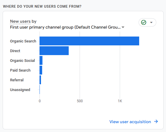 Google organic traffic increased 312% over 8 months of SEO work
